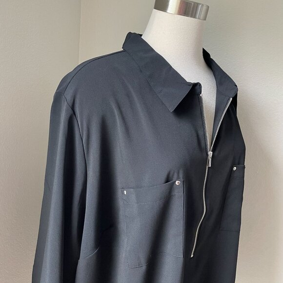 NEW Catherines Womens Plus 3X Black Blouse With Zipper Front & Pockets - Picture 2 of 7